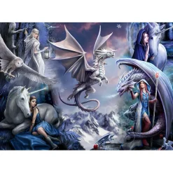 Bluebird Anne Stokes - Silver Dragon Collage Puzzle 1500pcs