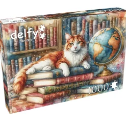 Delfy Books, Globes and Purrs Puzzle 1000pcs