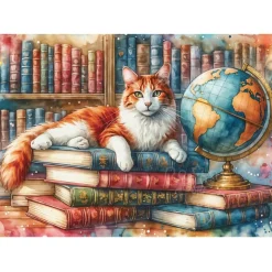 Delfy Books, Globes and Purrs Puzzle 1000pcs