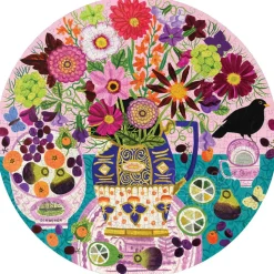 eeBoo Fruits & Flowers Still Life Round Puzzle 500pcs
