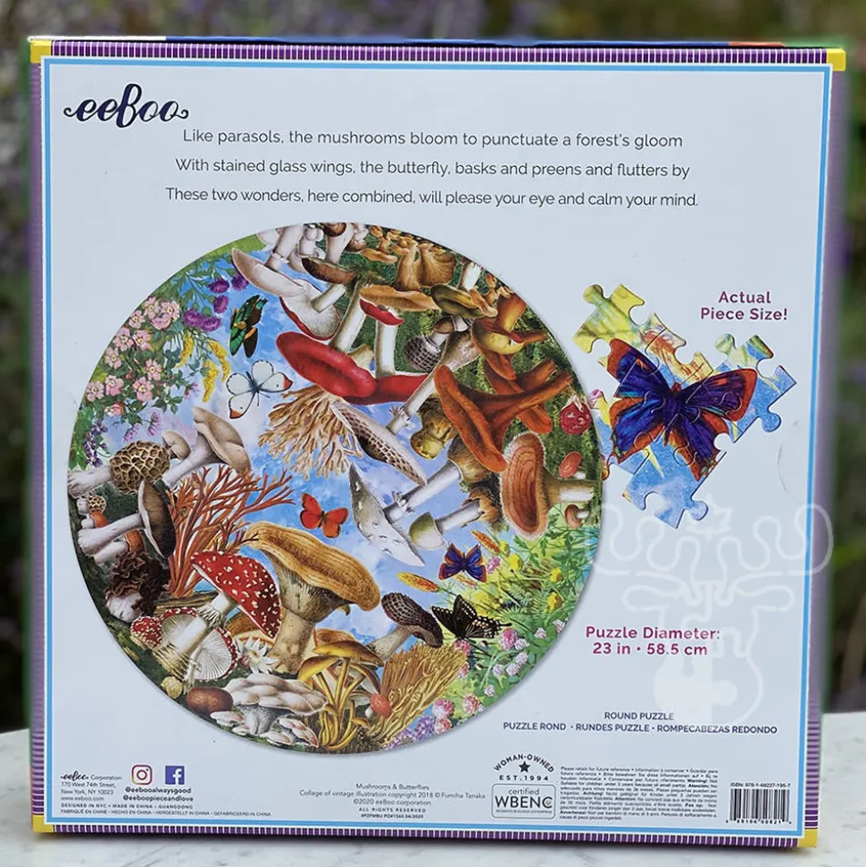 eeBoo Mushrooms and Butterflies Round Puzzle 500pcs