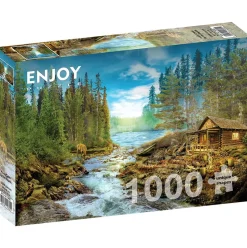 Enjoy A Log Cabin by the Rapids Puzzle 1000pcs
