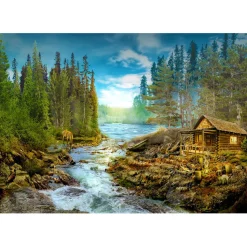 Enjoy A Log Cabin by the Rapids Puzzle 1000pcs