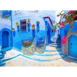 Enjoy Turquoise Street in Chefchaouen, Maroc Puzzle 1000pcs