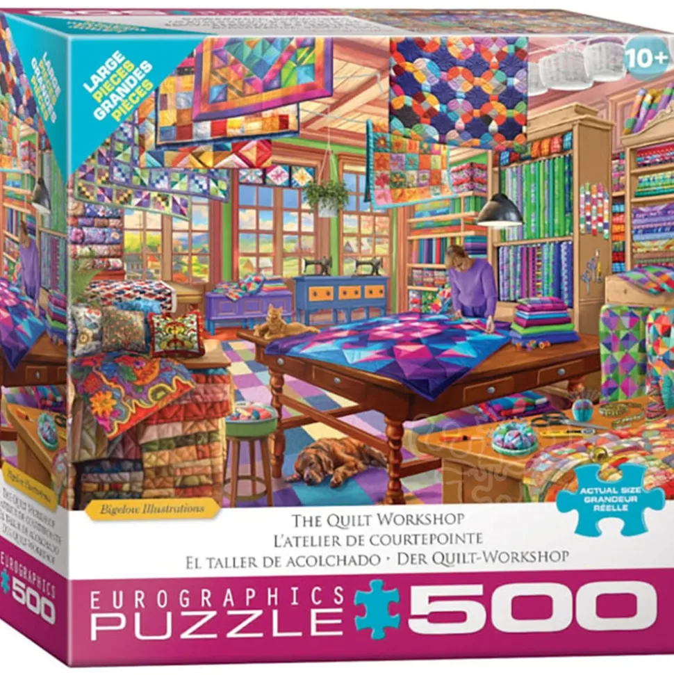 Eurographics Bigelow Illustrations: The Quilt Workshop Large Pieces Family Puzzle 500pcs