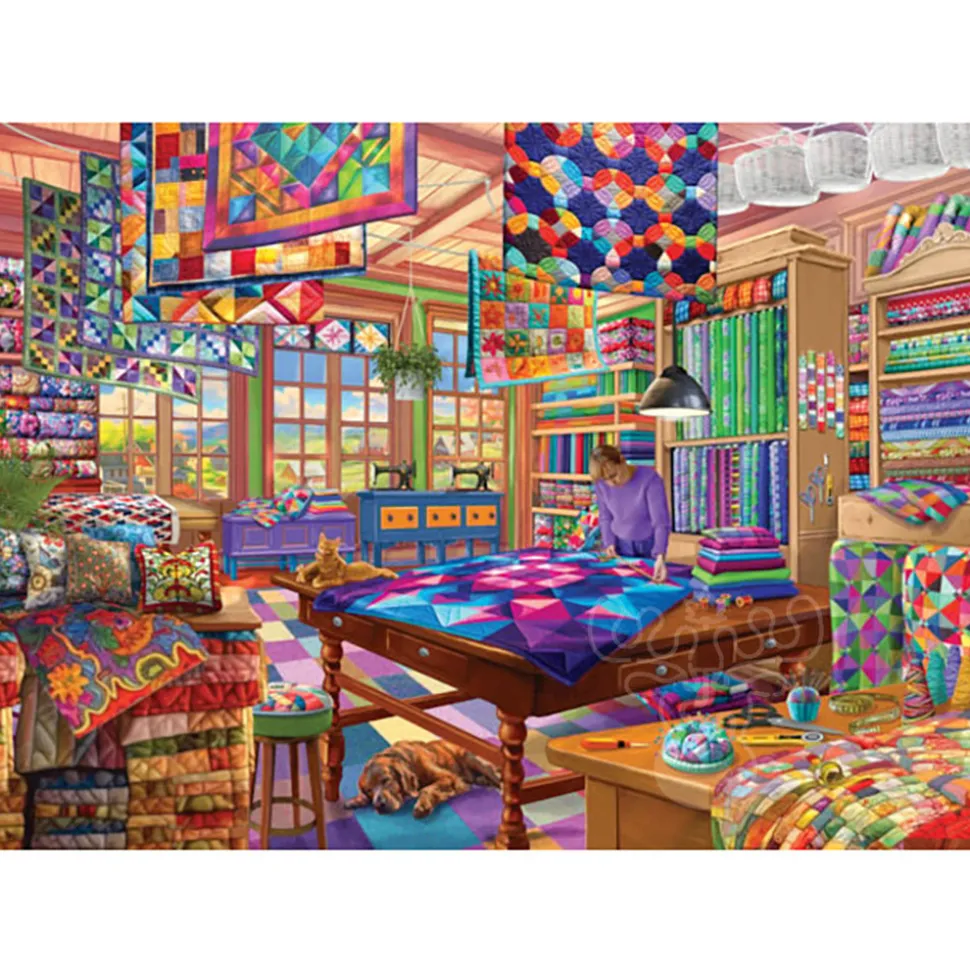 Eurographics Bigelow Illustrations: The Quilt Workshop Large Pieces Family Puzzle 500pcs