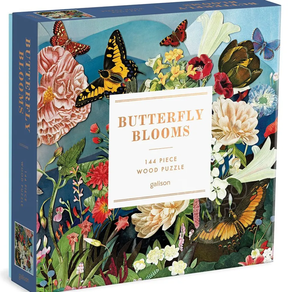 Galison Butterfly Blooms Wood Puzzle 144pcs