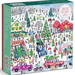 Galison Michael Storrings A Day at the Christmas Tree Farm Puzzle 1000pcs