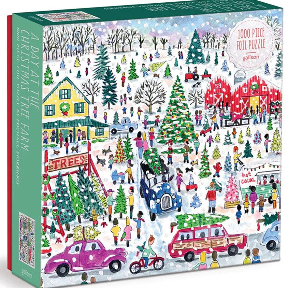 Galison Michael Storrings A Day at the Christmas Tree Farm Puzzle 1000pcs