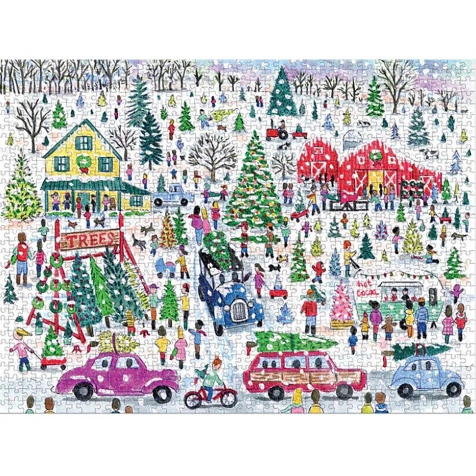 Galison Michael Storrings A Day at the Christmas Tree Farm Puzzle 1000pcs