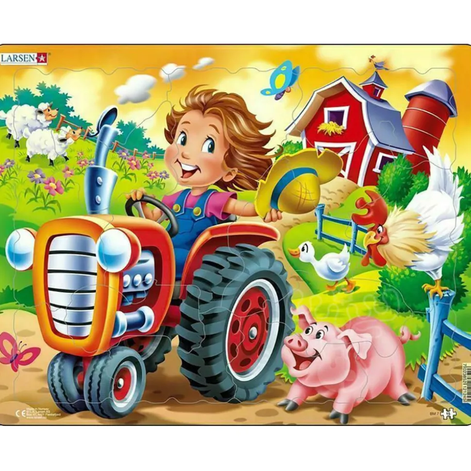 Larsen Farm Kid with Tractor Tray Puzzle 15pcs