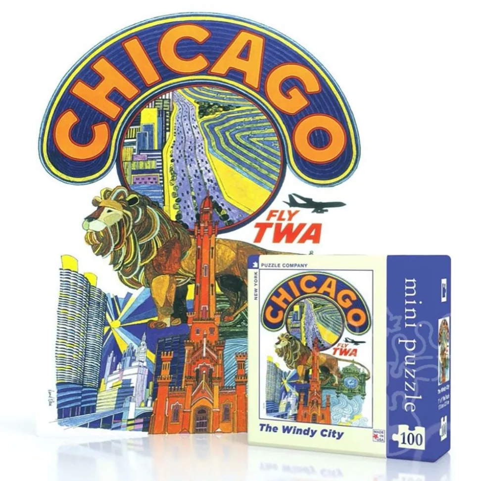 New York Puzzle Co. American Airlines: The Windy City Mini Puzzle 100pcs