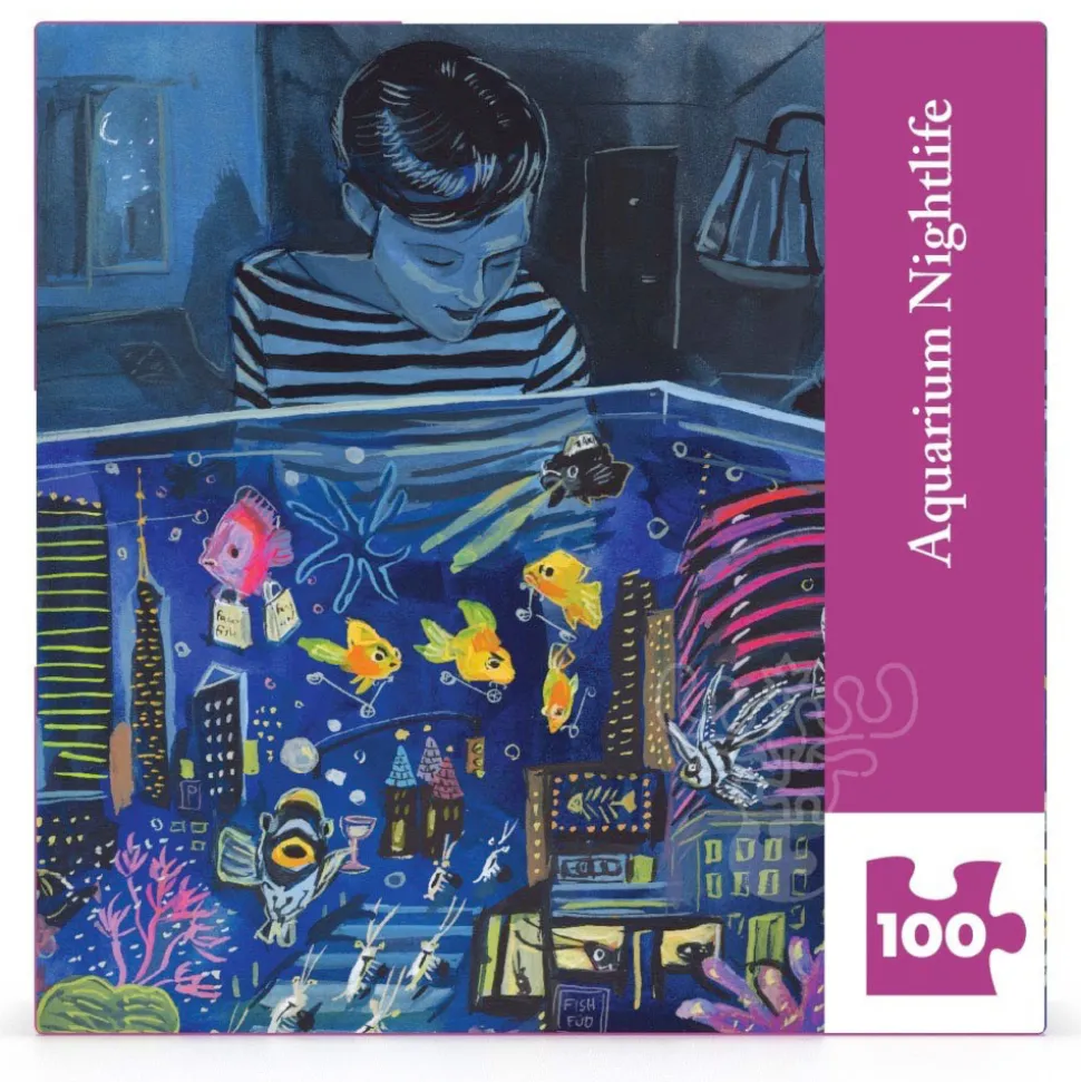 New York Puzzle Co. Jenny Kroik: Aquarium Nightlife Mini Puzzle 100pcs