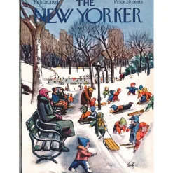 New York Puzzle Co. The New Yorker: Sledding in the Park Puzzle 500pcs