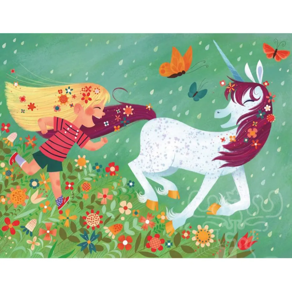 New York Puzzle Co. Uni the Unicorn: Running in the Rain Puzzle 500pcs