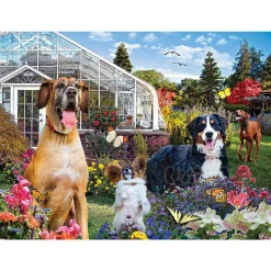 SunsOut Conservatory Garden Canines Puzzle 1000pcs
