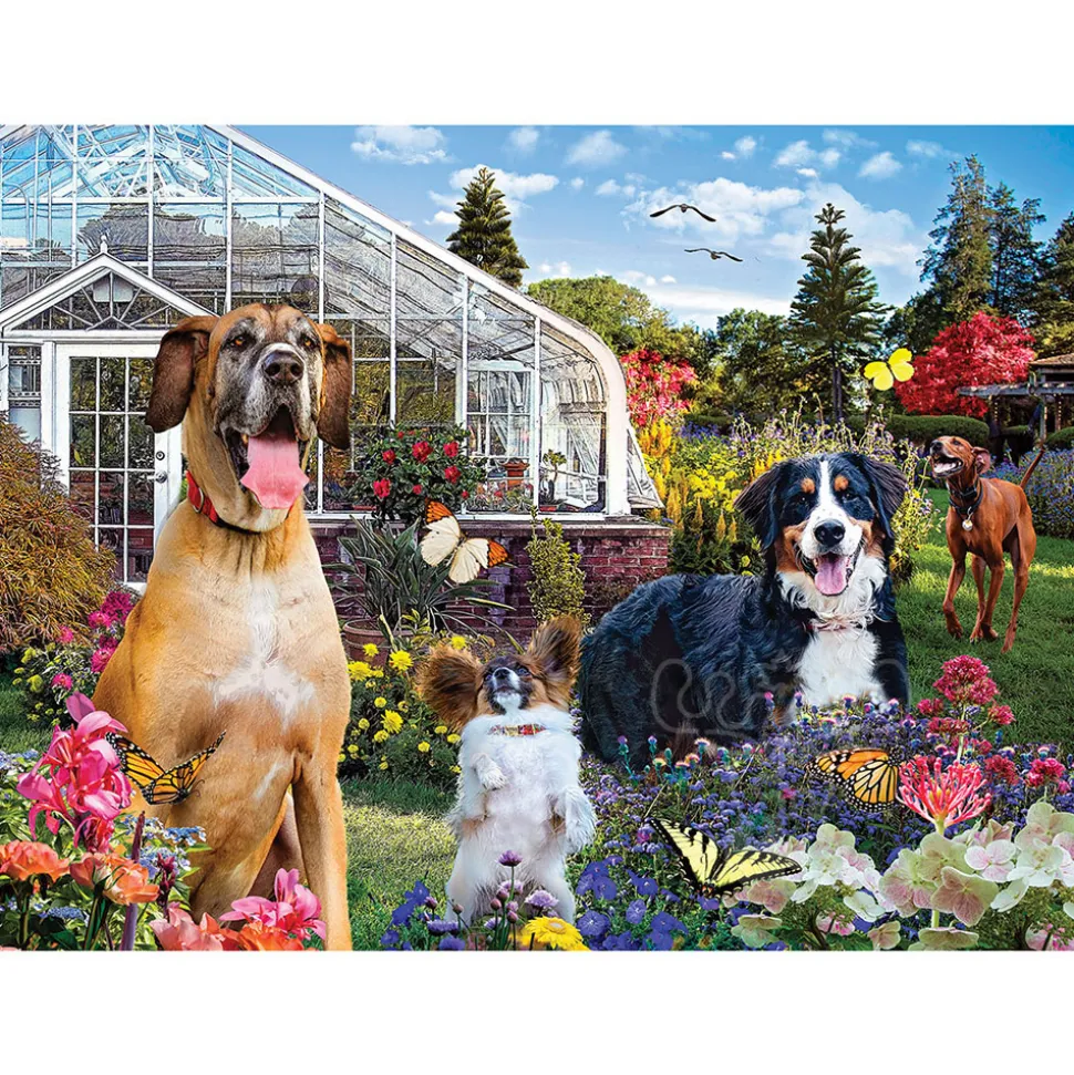 SunsOut Conservatory Garden Canines Puzzle 1000pcs