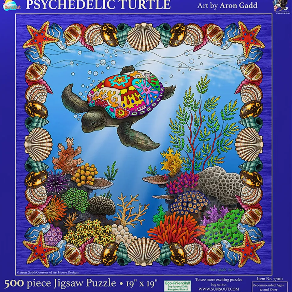 SunsOut Psychedelic Turtle Puzzle 500pcs