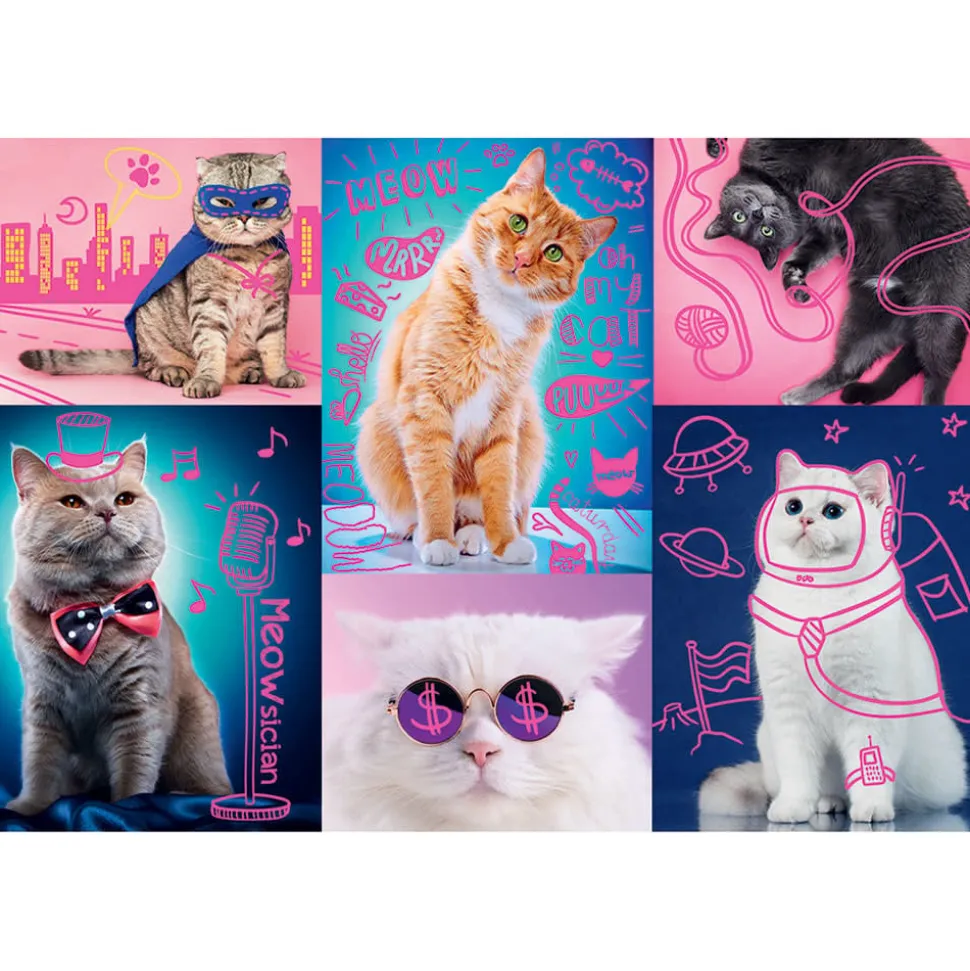Trefl Neon Color Line: Super Cats Puzzle 1000pcs