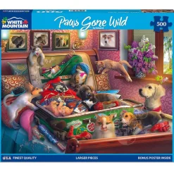 White Mountain Paws Gone Wild Puzzle 500pcs